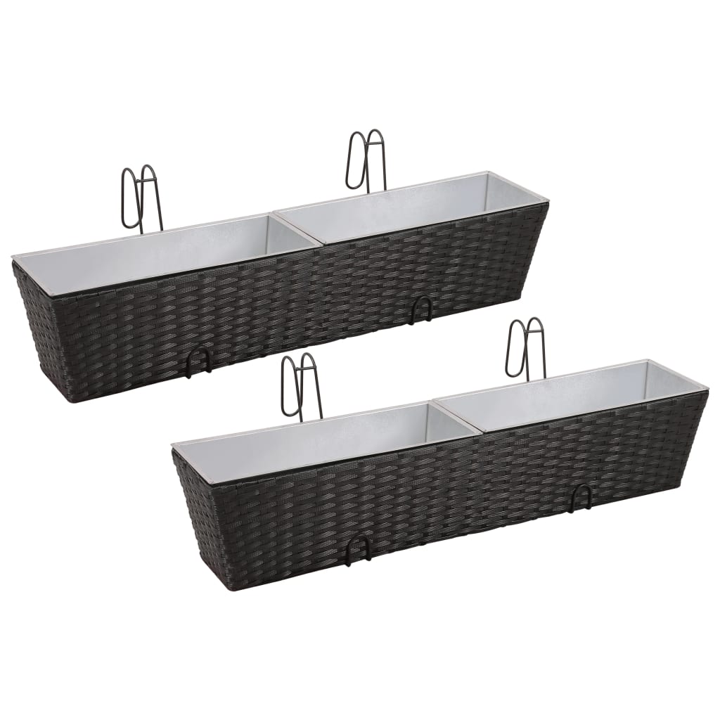 Erkélyi Trapéz Rattan Cserép Szett 80 cm 2db. Fekete