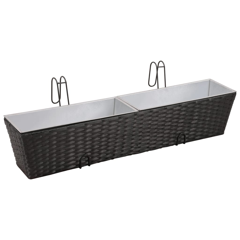 Erkélyi Trapéz Rattan Cserép Szett 80 cm 2db. Fekete