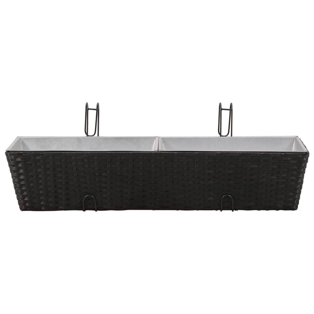 Erkélyi Trapéz Rattan Cserép Szett 80 cm 2db. Fekete
