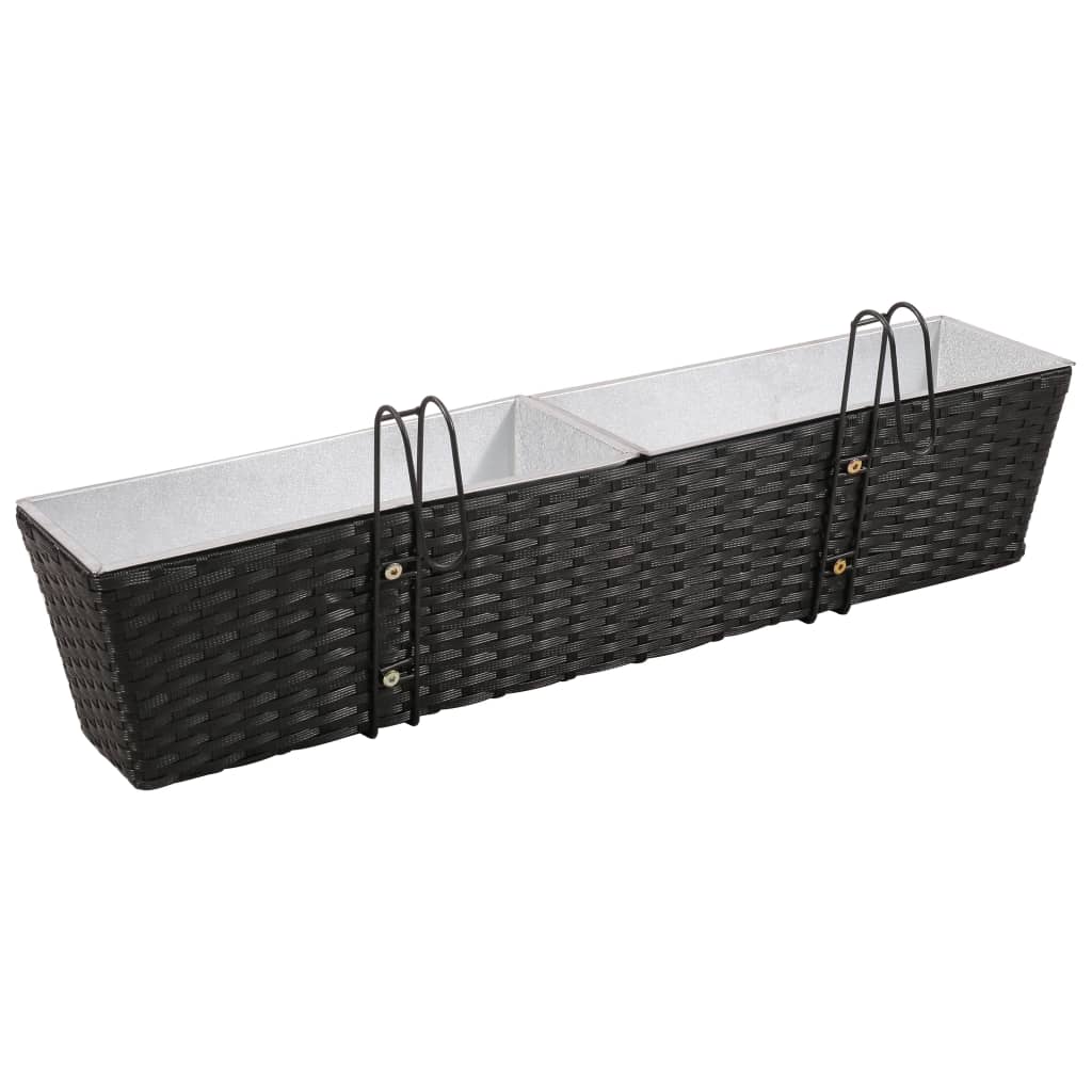 Erkélyi Trapéz Rattan Cserép Szett 80 cm 2db. Fekete