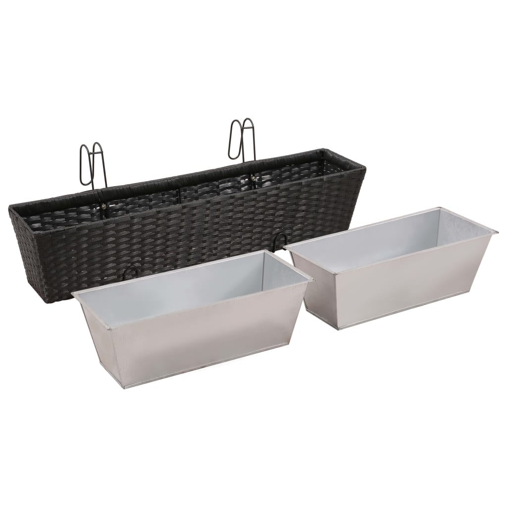 Erkélyi Trapéz Rattan Cserép Szett 80 cm 2db. Fekete