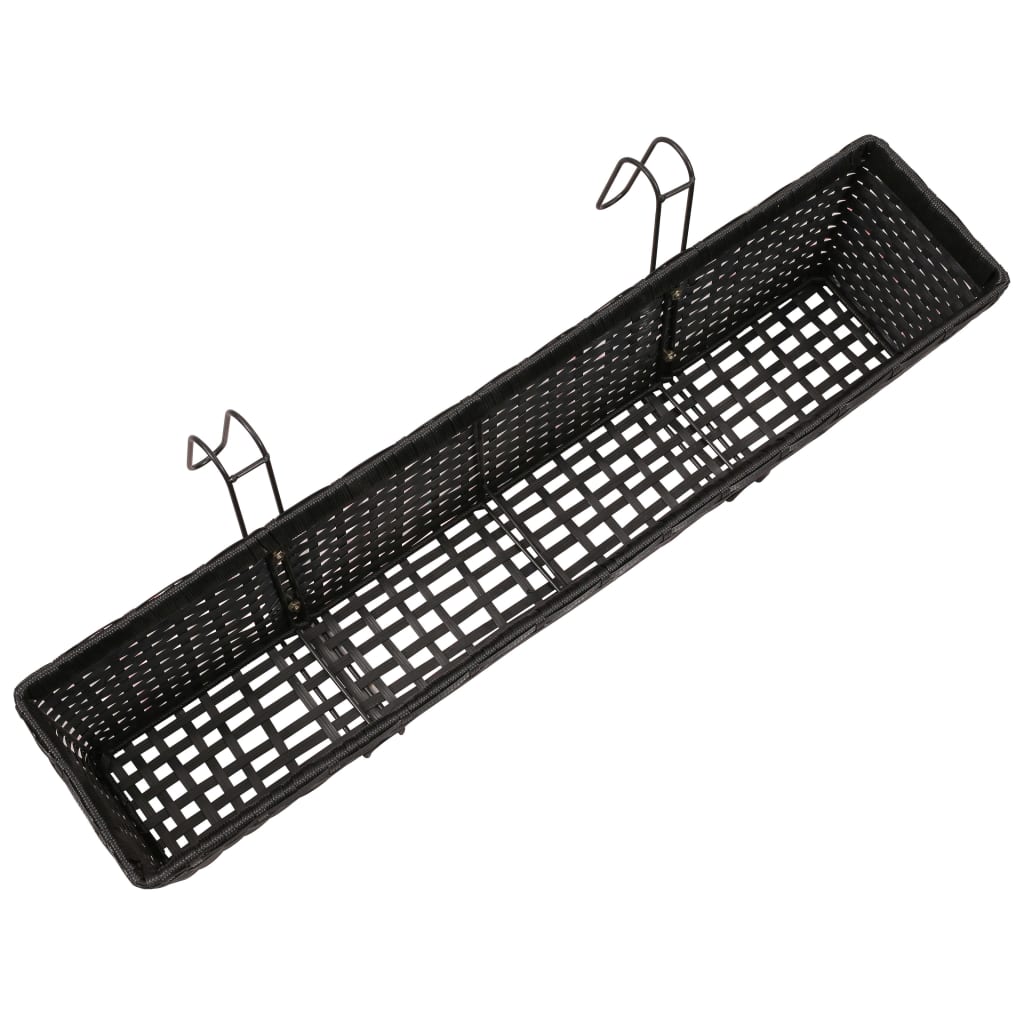 Erkélyi Trapéz Rattan Cserép Szett 80 cm 2db. Fekete