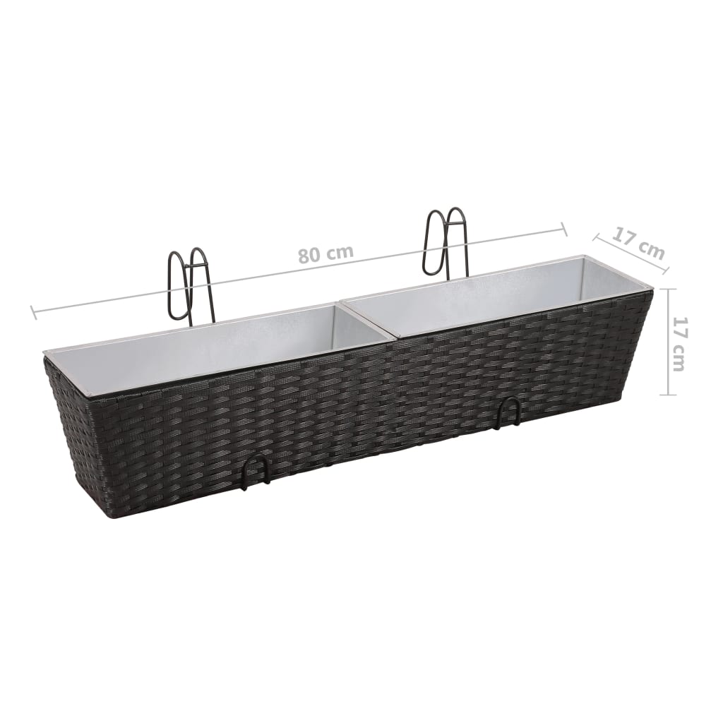 Erkélyi Trapéz Rattan Cserép Szett 80 cm 2db. Fekete