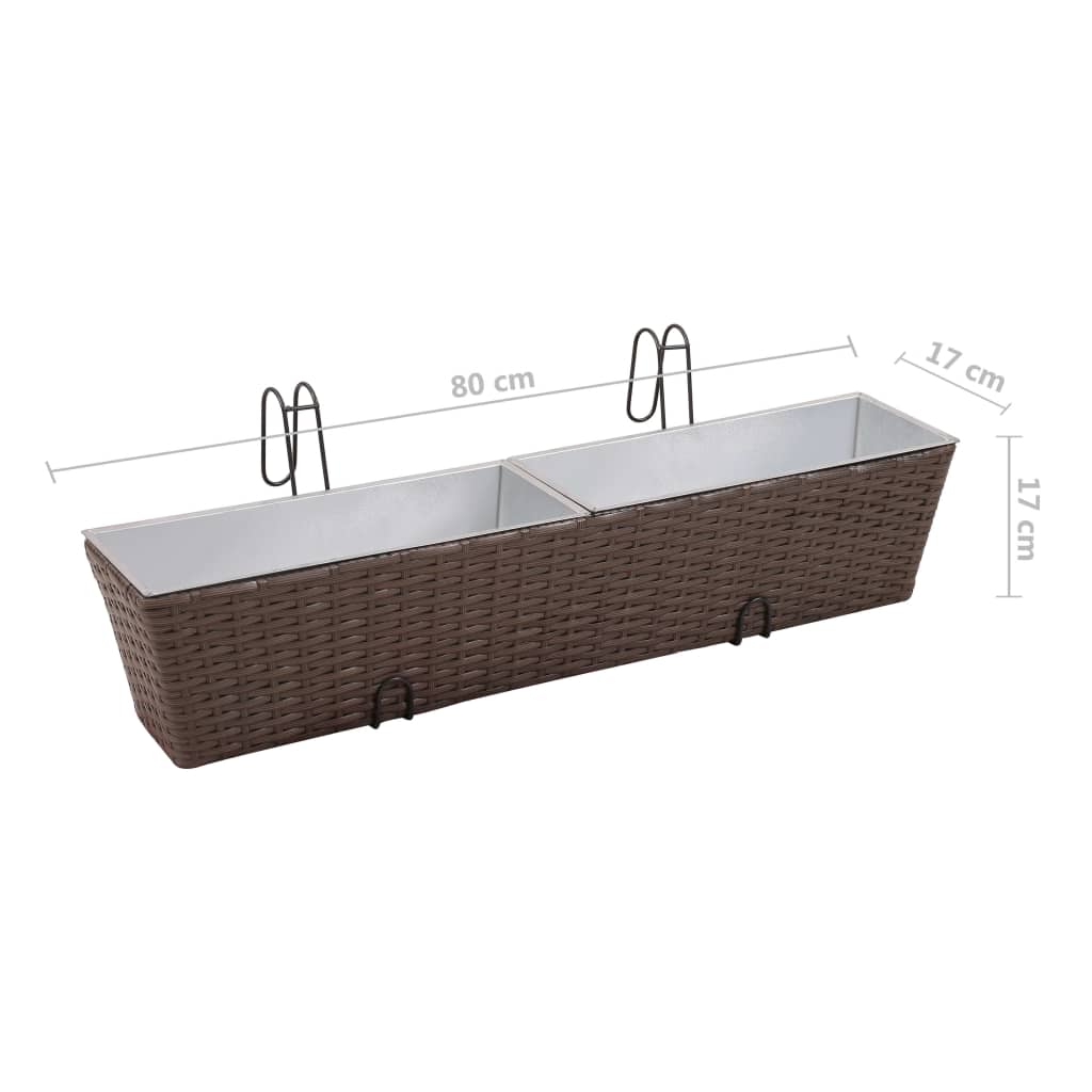Erkélyi Trapéz Rattan Cserép Szett 80 cm 2db. Barna