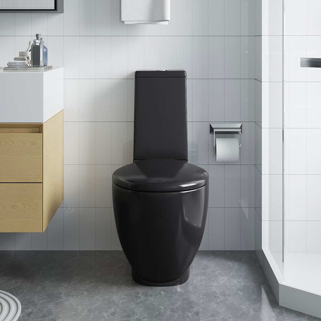 fekete kerámia fürdőszobai kerek WC