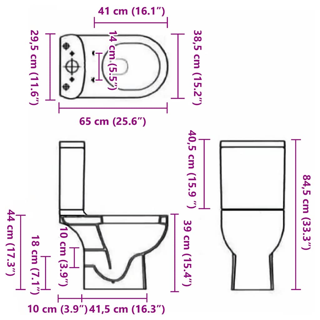 fekete kerámia fürdőszobai kerek WC