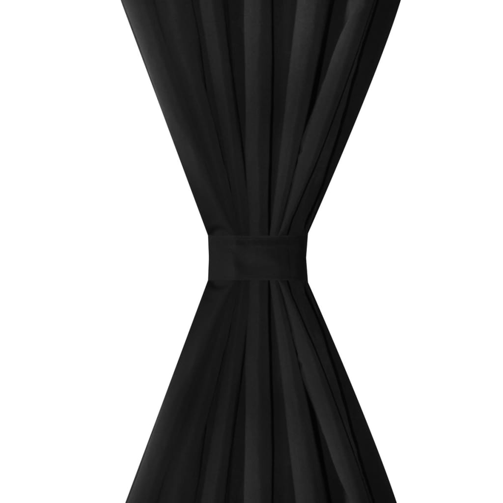 2 db fekete mikroszatén függöny karikákkal 140 x 175 cm