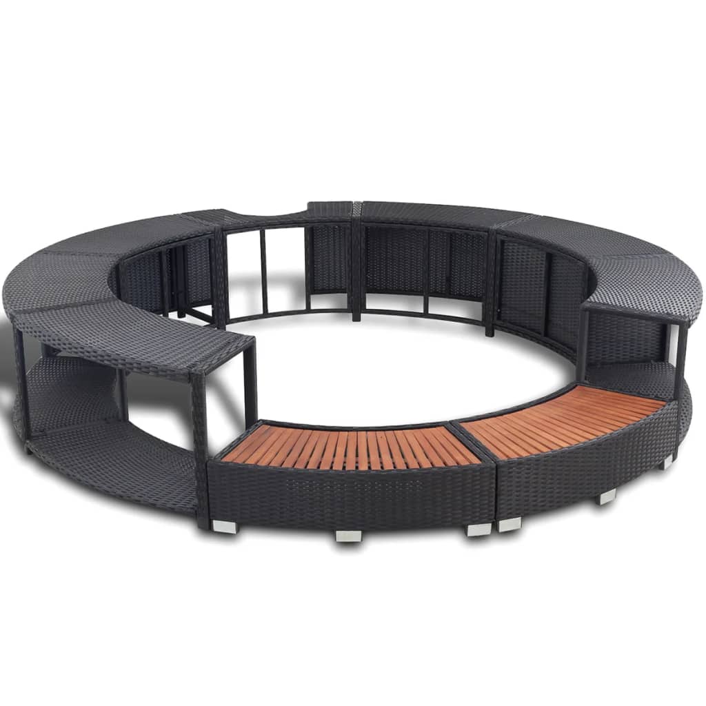fekete polyrattan jakuzzi-keret