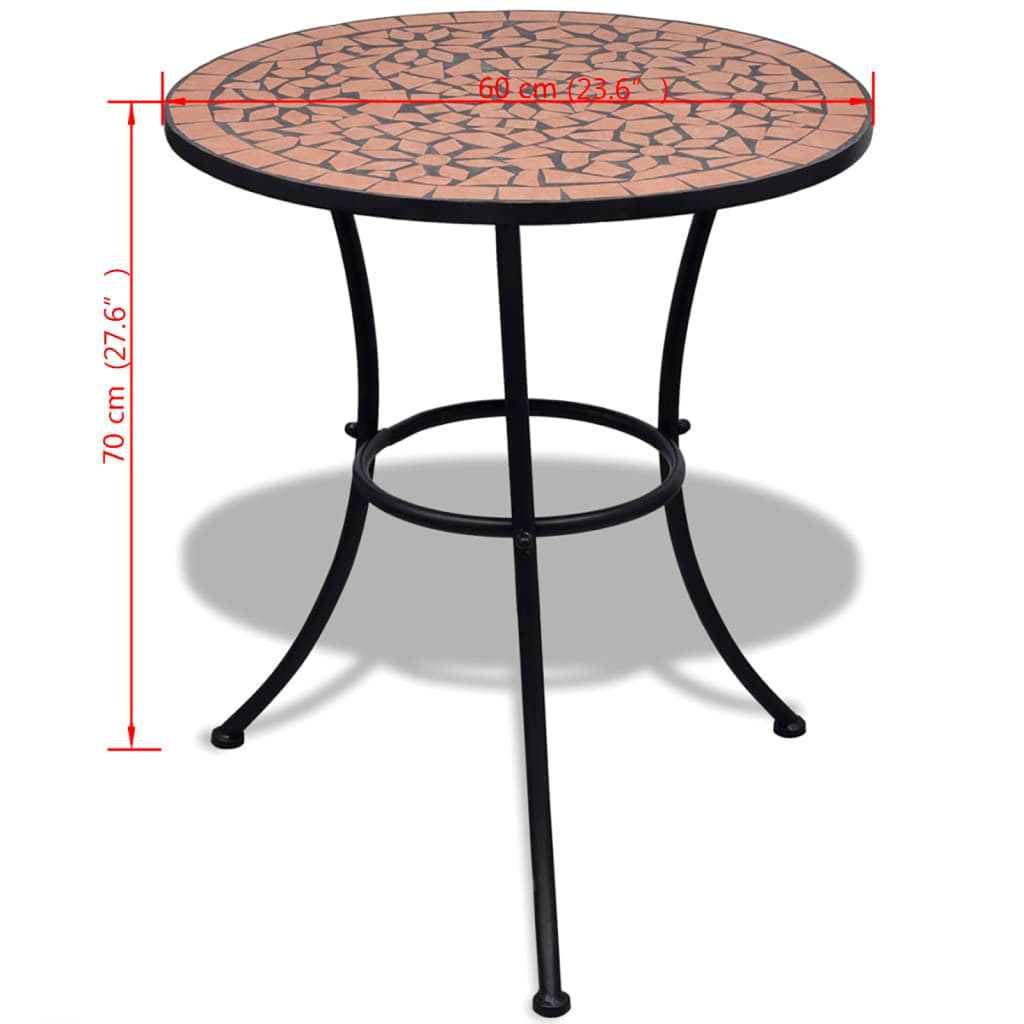 terrakotta mozaik bisztró asztal 60 cm