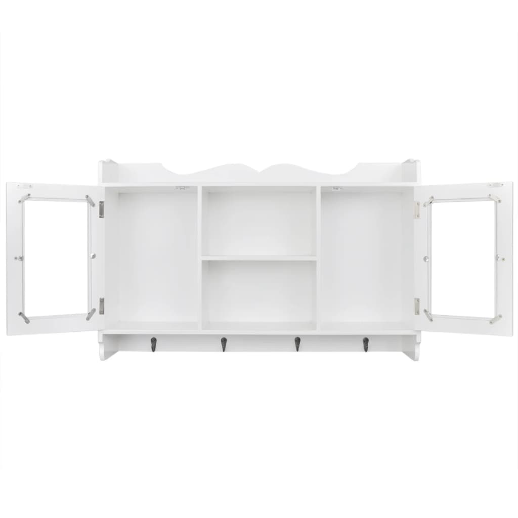 Fehér MDF fali könyvpolc/DVD/pohár tároló