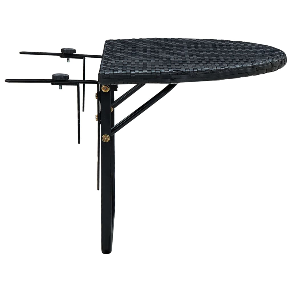 fekete polyrattan erkély asztal 60 x 60 x 32 cm