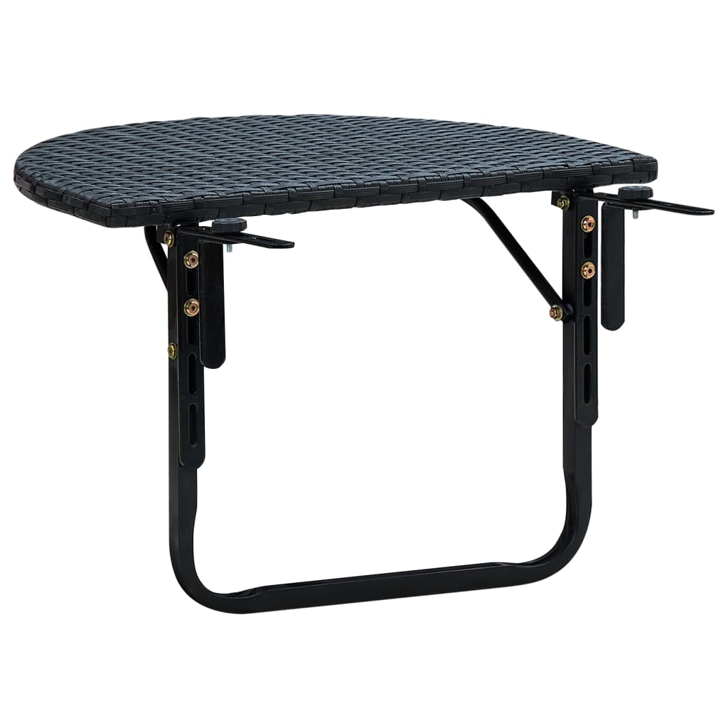 fekete polyrattan erkély asztal 60 x 60 x 32 cm