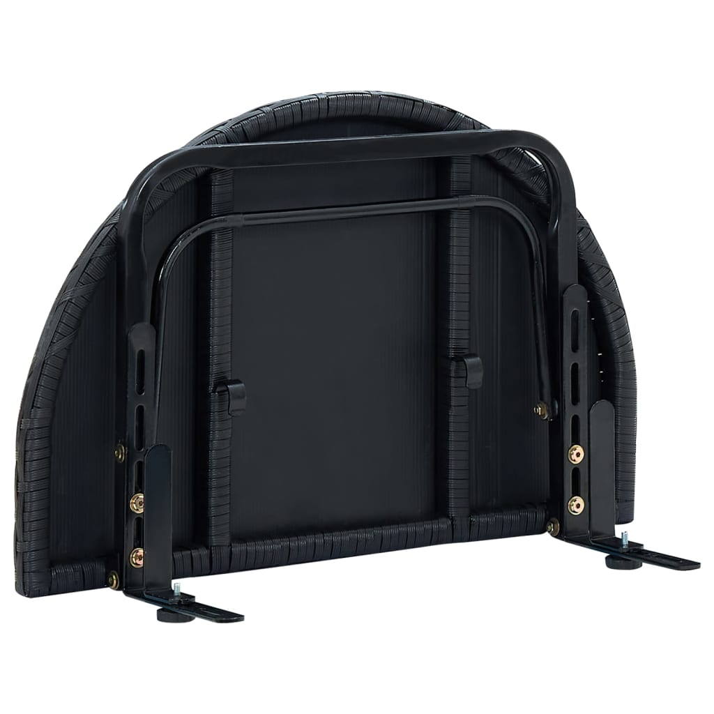 fekete polyrattan erkély asztal 60 x 60 x 32 cm