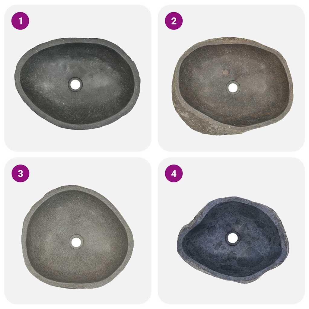 ovális folyami kő mosdókagyló (45-53) x (34-41) cm