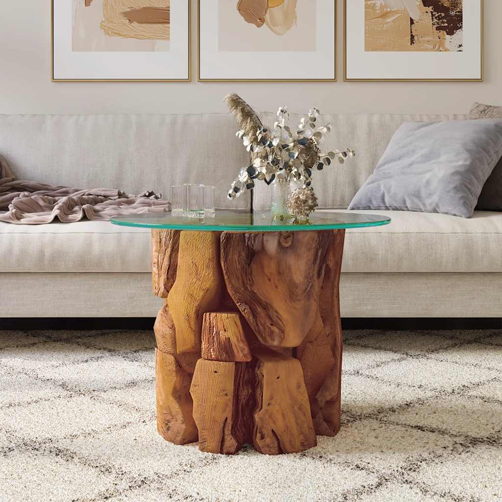 tömör tíkfa uszadék dohányzóasztal 60 cm