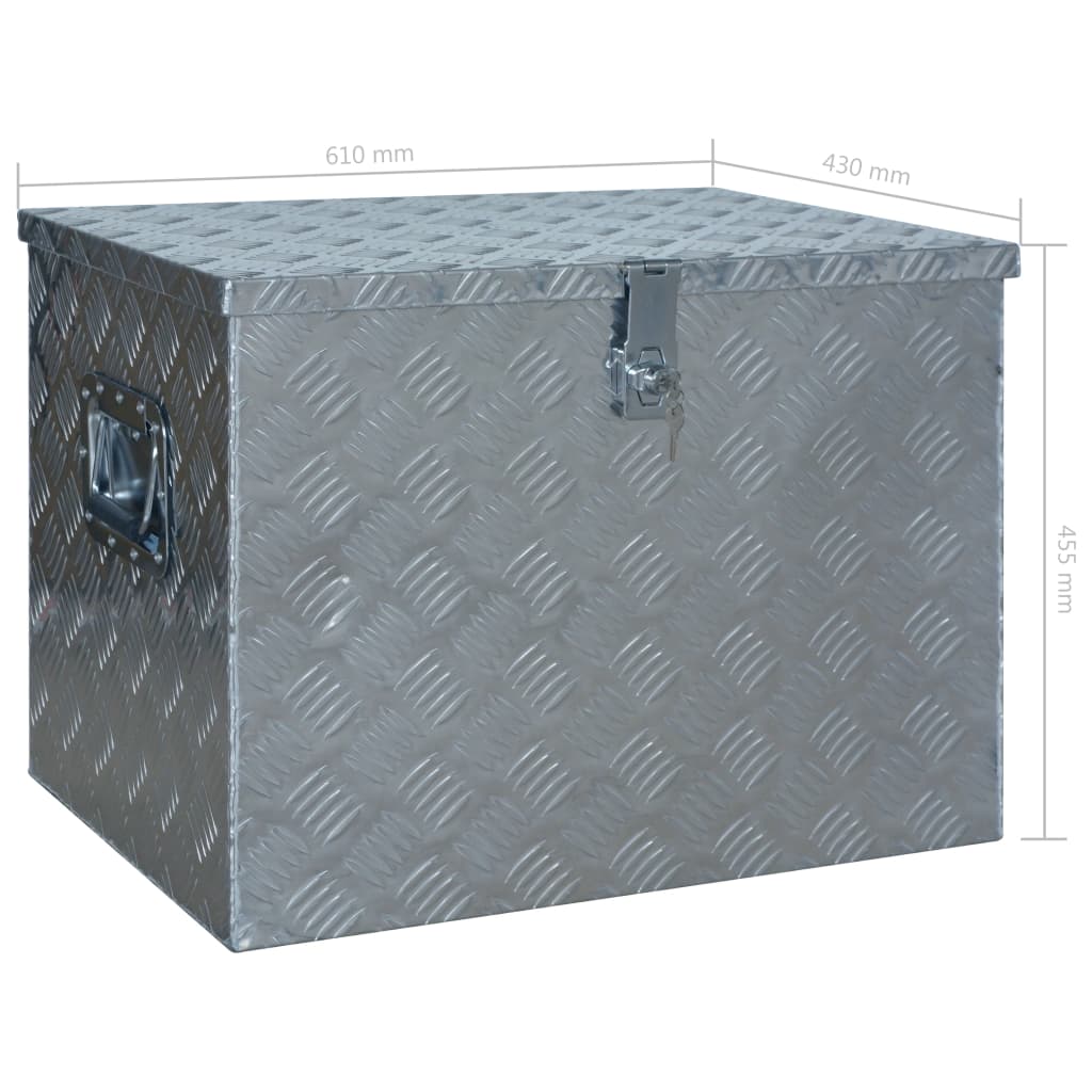 ezüstszínű alumíniumdoboz 610 x 430 x 455 mm