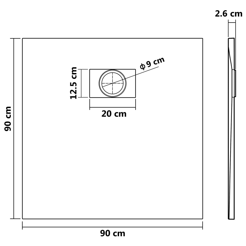 fehér SMC zuhanytálca 90 x 90 cm