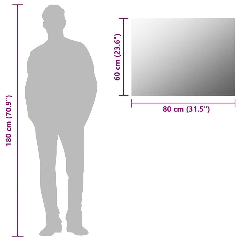 keret nélküli üveg tükör 80 x 60 cm