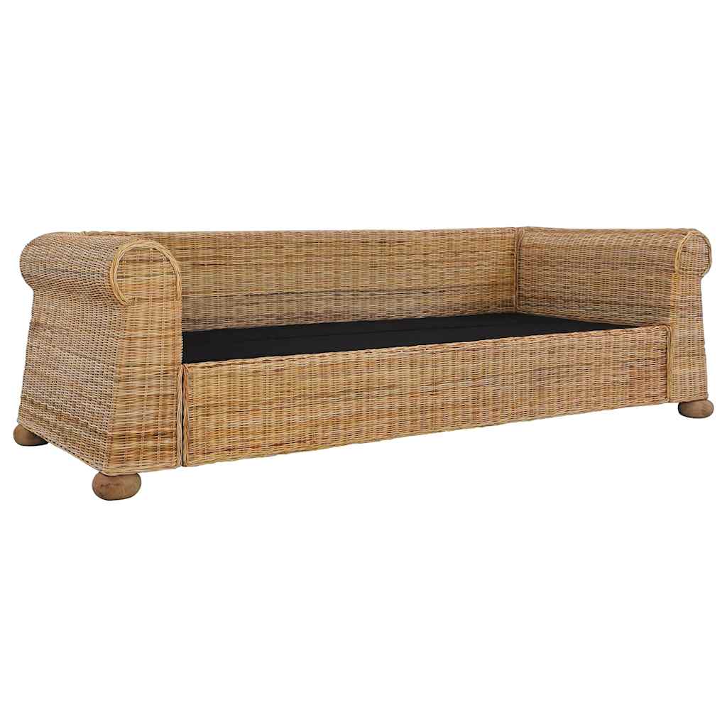 3 személyes természetes rattan kanapé párnákkal