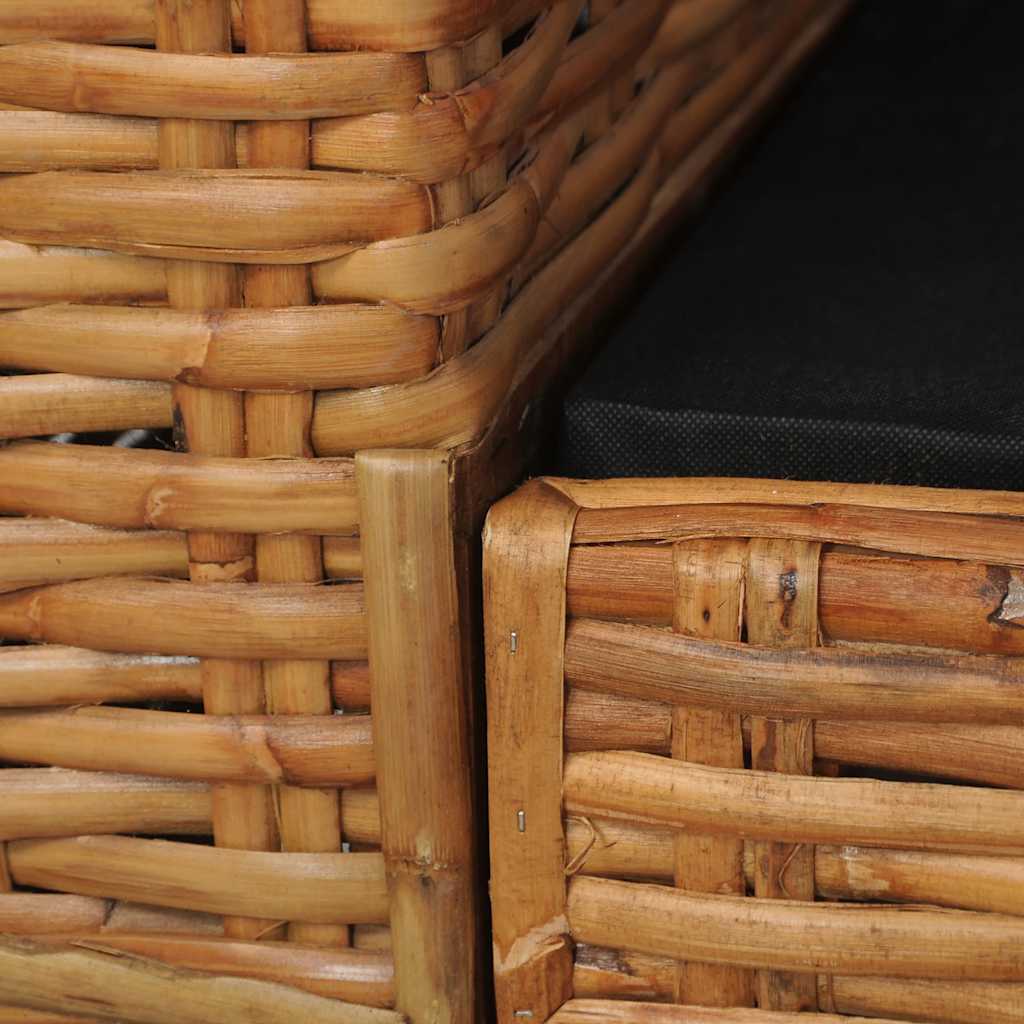 3 személyes barna természetes rattan kanapé párnával