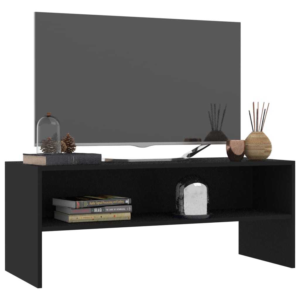 fekete szerelt fa TV-szekrény 100 x 40 x 40 cm