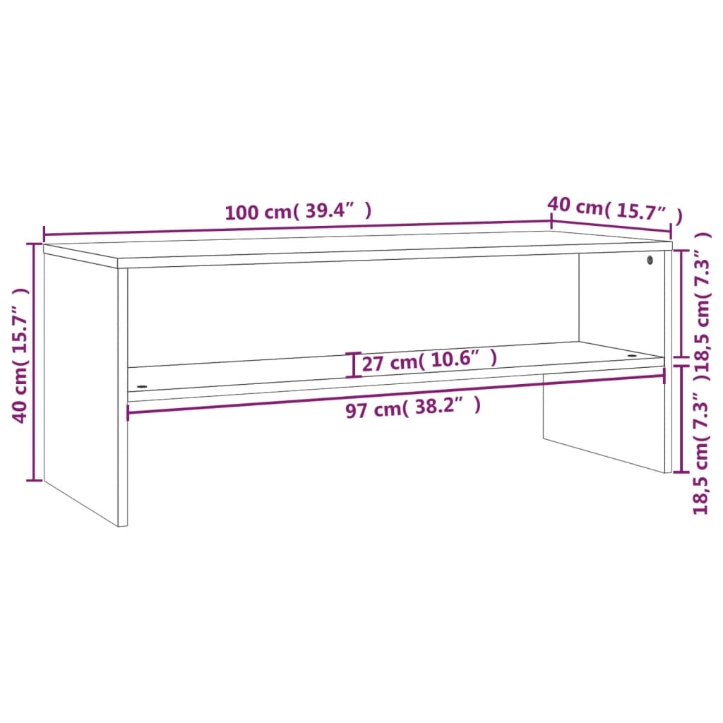 betonszürke szerelt fa TV-szekrény 100 x 40 x 40 cm