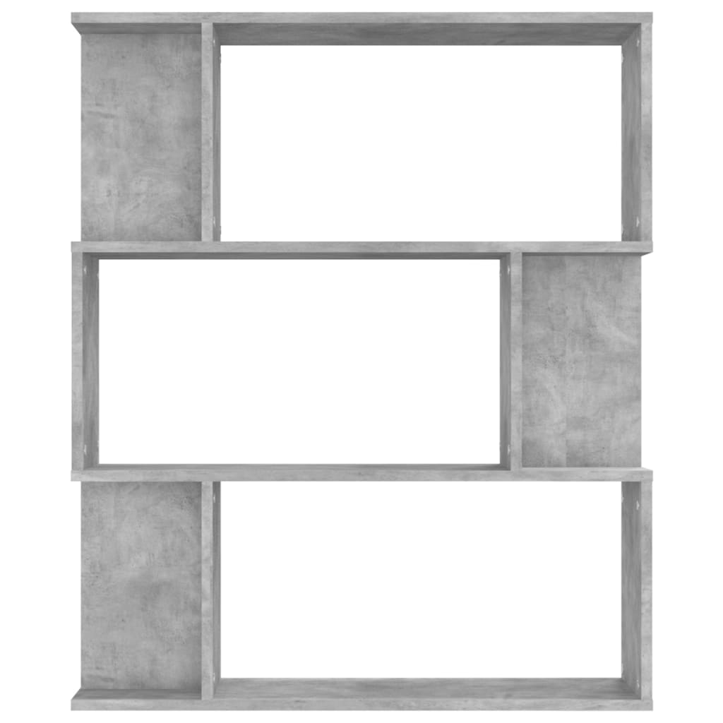betonszürke szerelt fa könyvszekrény/térelválasztó 80x24x96 cm