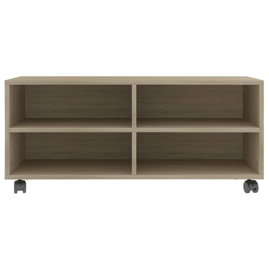 sonoma színű szerelt fa TV-szekrény görgőkkel 90 x 35 x 35 cm