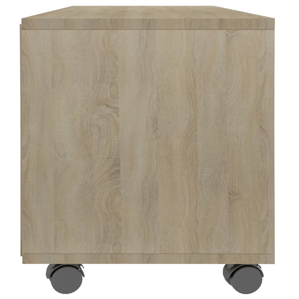 sonoma színű szerelt fa TV-szekrény görgőkkel 90 x 35 x 35 cm