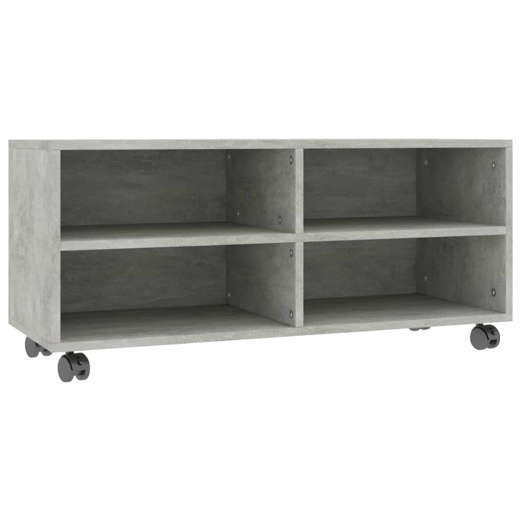 betonszürke szerelt fa TV-szekrény görgőkkel 90 x 35 x 35 cm