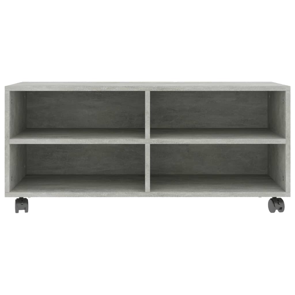 betonszürke szerelt fa TV-szekrény görgőkkel 90 x 35 x 35 cm