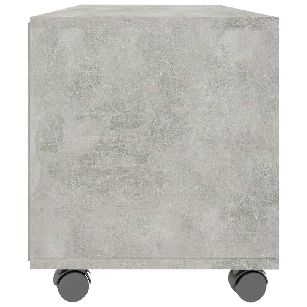 betonszürke szerelt fa TV-szekrény görgőkkel 90 x 35 x 35 cm