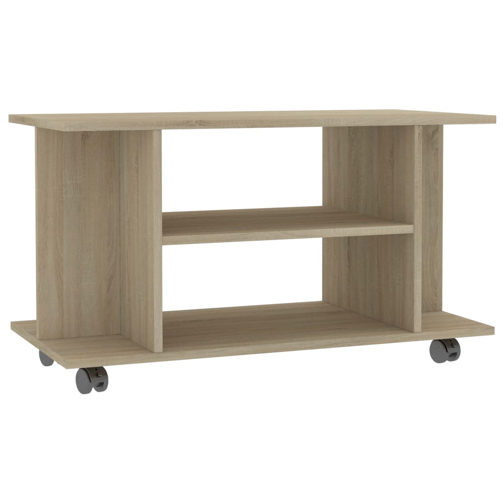 sonoma tölgy színű szerelt fa TV-szekrény görgőkkel 80x40x45 cm