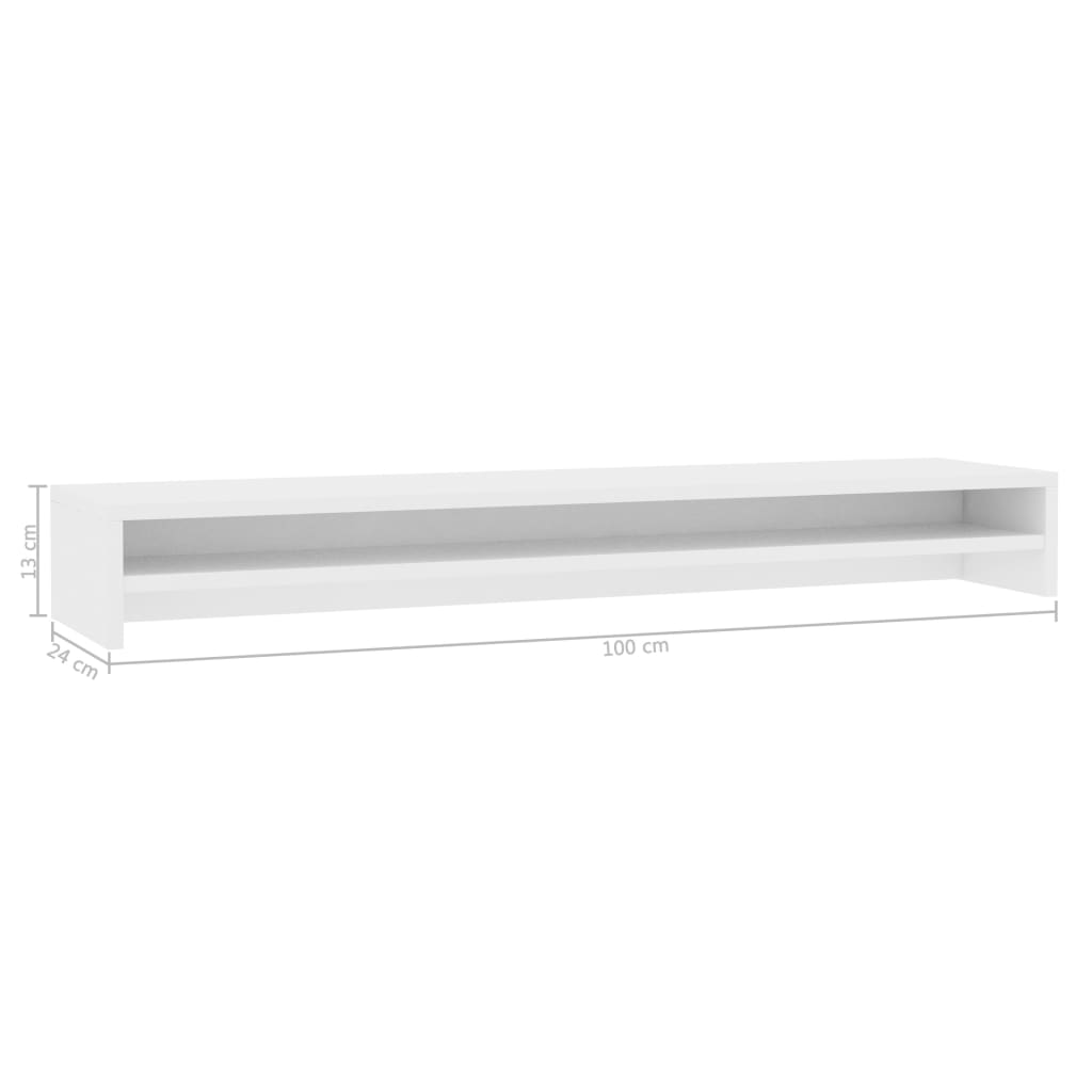 fehér szerelt fa monitorállvány 100 x 24 x 13 cm