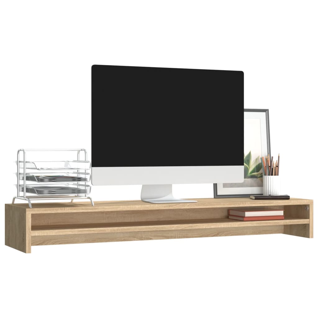 sonoma tölgy színű szerelt fa monitorállvány 100 x 24 x 13 cm