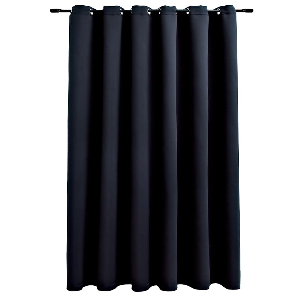 fekete sötétítőfüggöny fémkarikákkal 290 x 245 cm