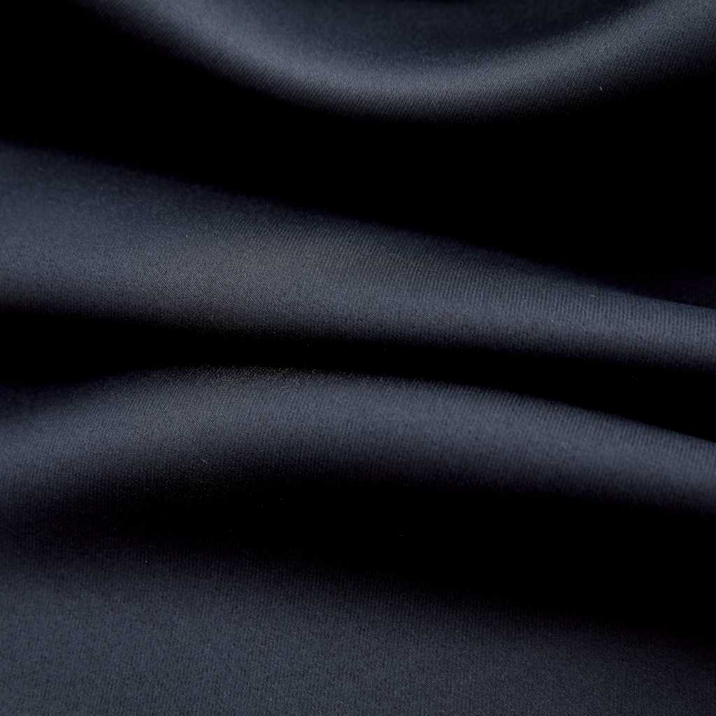 fekete sötétítőfüggöny fémkarikákkal 290 x 245 cm