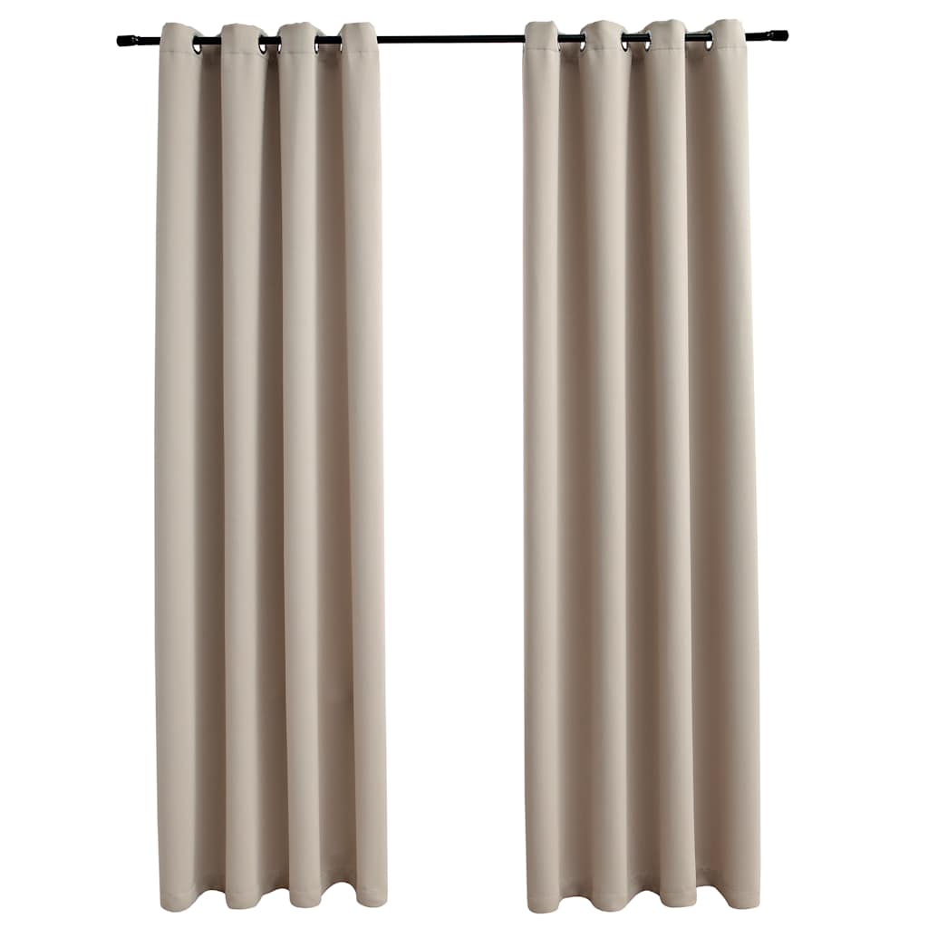 2 db bézs sötétítőfüggöny fémgyűrűkkel 140 x 245 cm