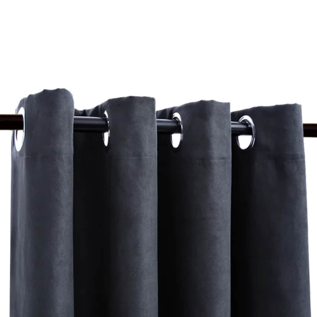 2 db antracitszürke sötétítőfüggöny fémgyűrűkkel 140 x 245 cm