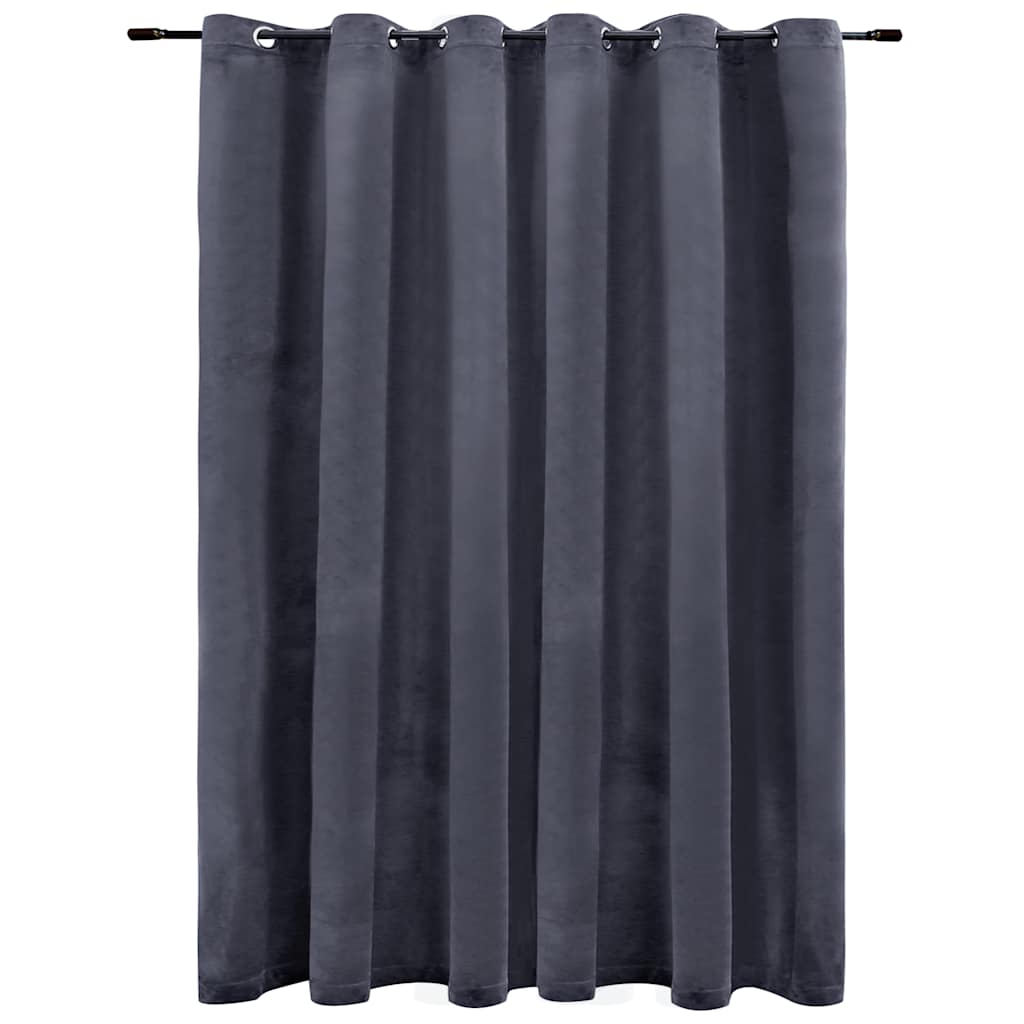antracitszürke bársony sötétítőfüggöny fémkarikákkal 290x245 cm