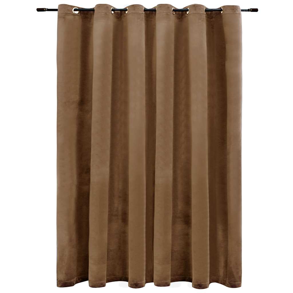 bézsszínű bársony sötétítőfüggöny fémkarikákkal 290 x 245 cm