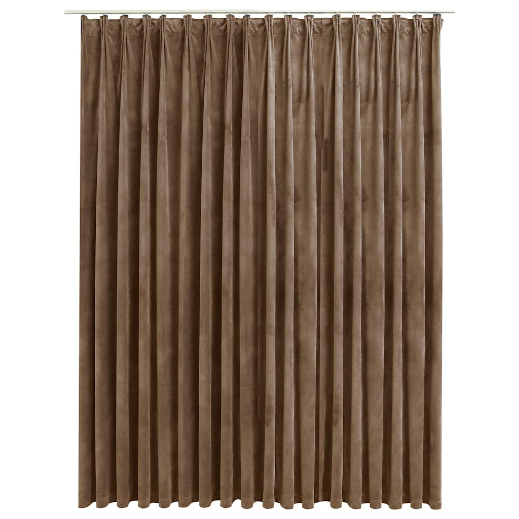 bézsszínű bársony sötétítőfüggöny kampókkal 290 x 245 cm