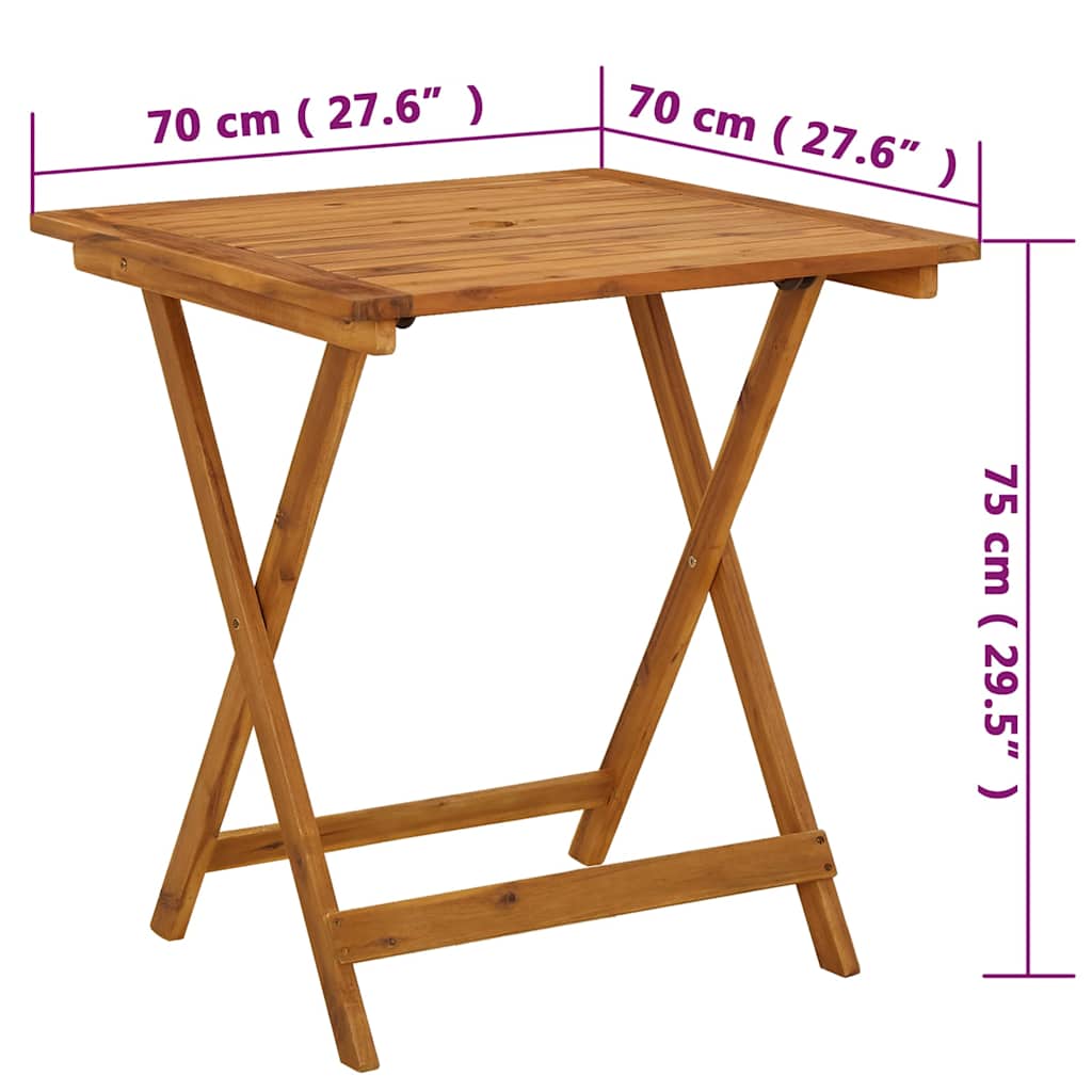 tömör akácfa összecsukható kerti asztal 70 x 70 x 75 cm