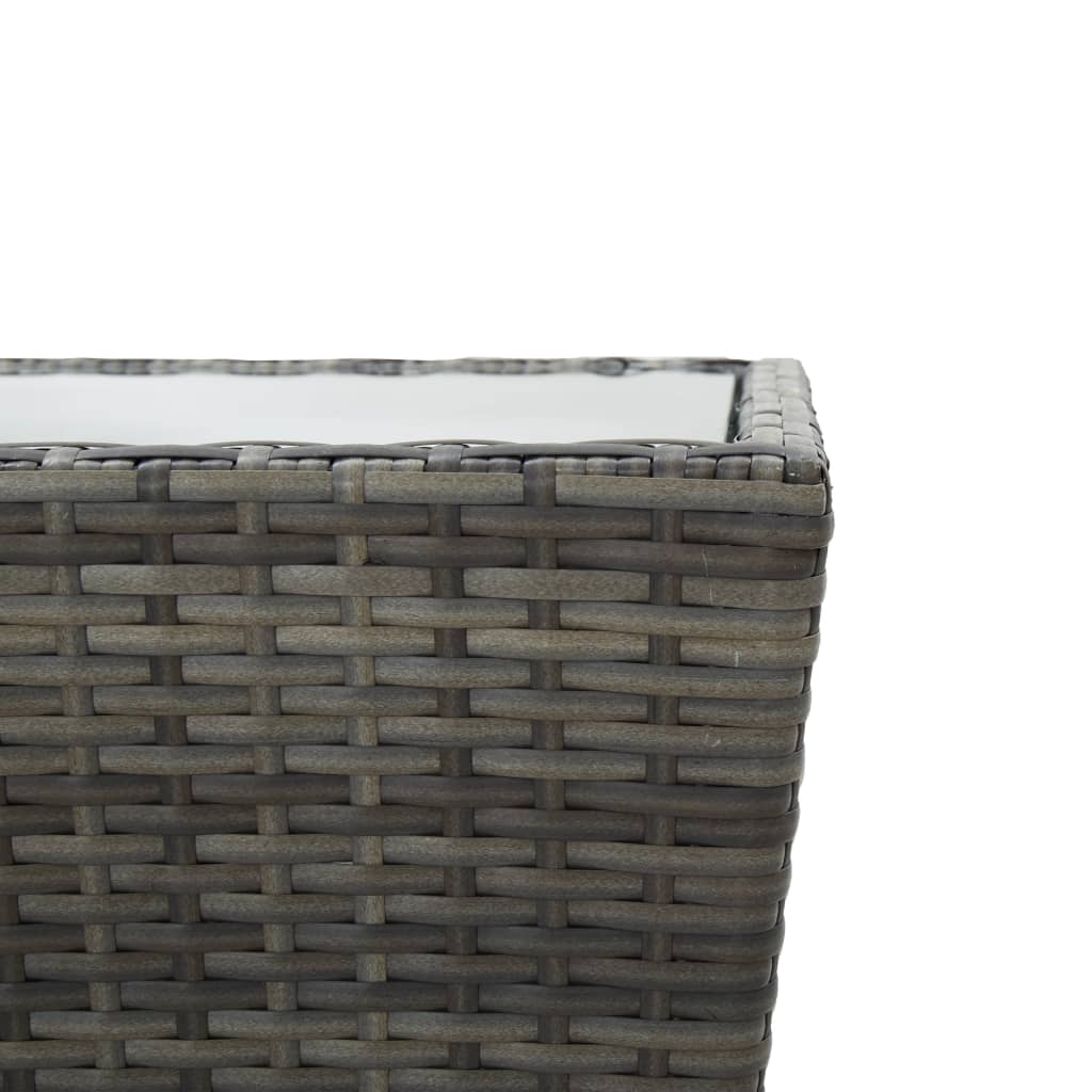 szürke polyrattan és edzett üveg teázóasztal 41,5x41,5x43 cm