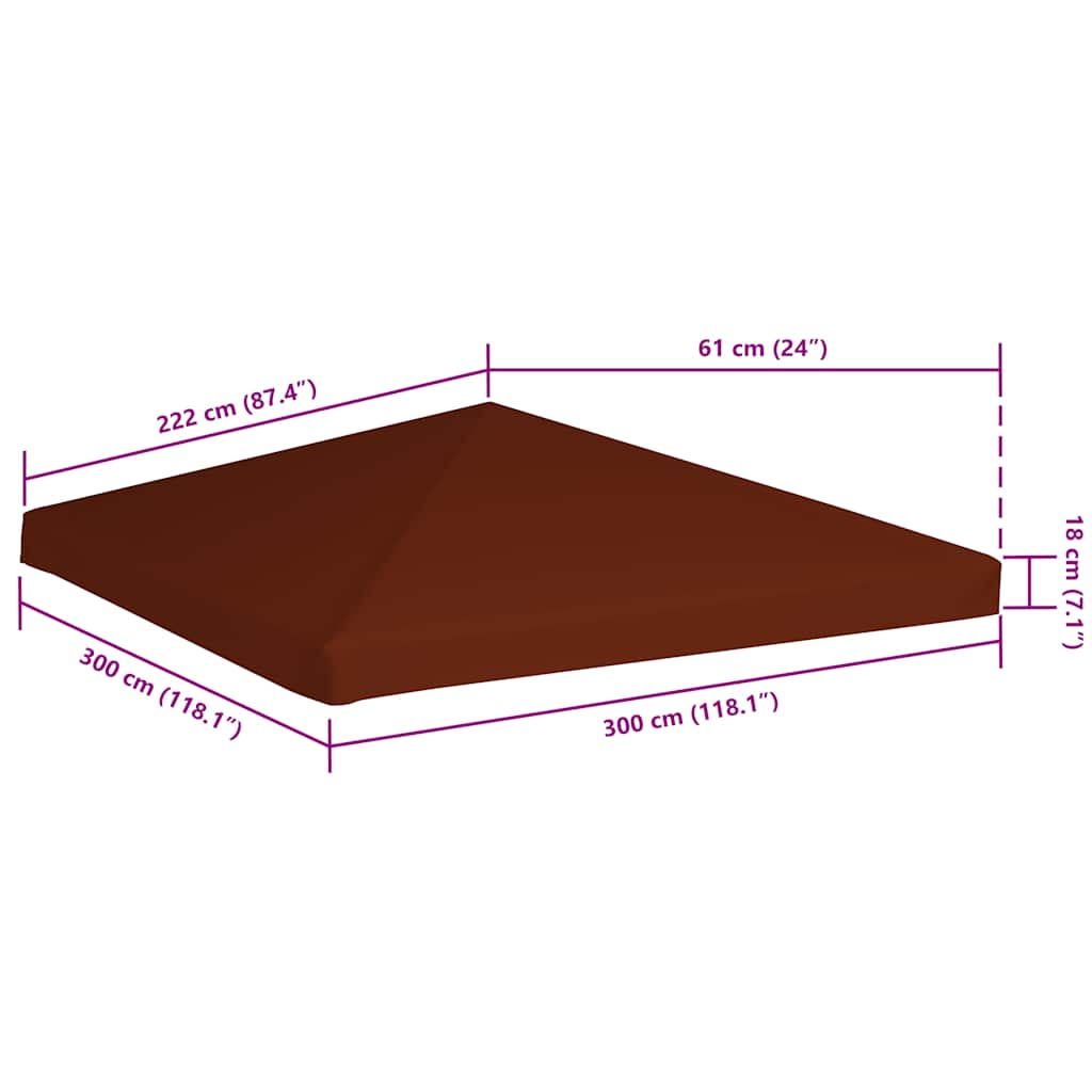 terrakotta pavilon tetőponyva 310 g/m² 3 x 3 m