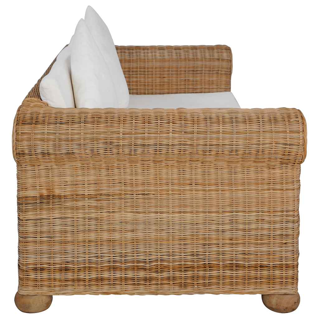 3 részes természetes rattan kanapészett párnákkal