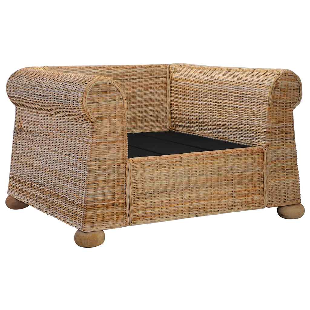 3 részes természetes rattan kanapészett párnákkal