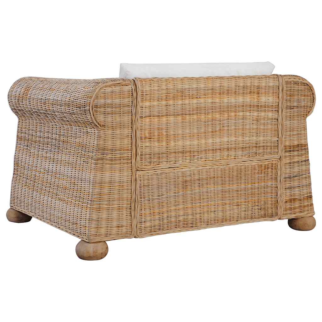3 részes természetes rattan kanapészett párnákkal
