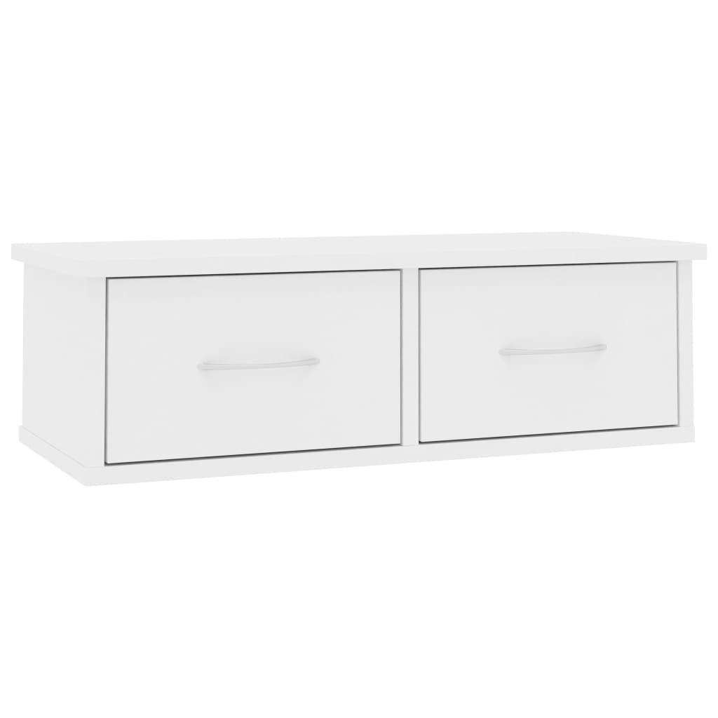 fehér szerelt fa falra szerelhető fiókos polc 60 x 26 x 18,5 cm
