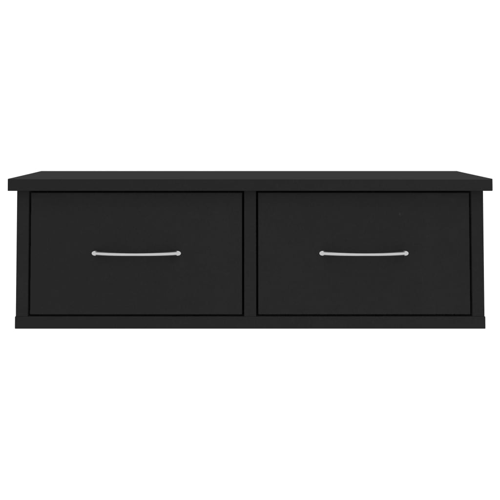 fekete szerelt fa falra szerelhető fiókos polc 60x26x18,5 cm